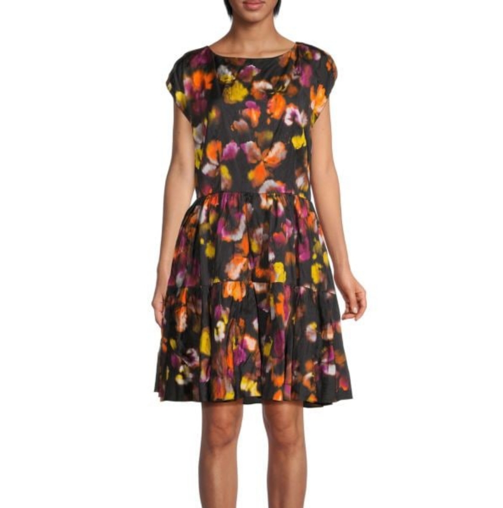 Jason Wu Collection Abstract Tiered Floral Dress